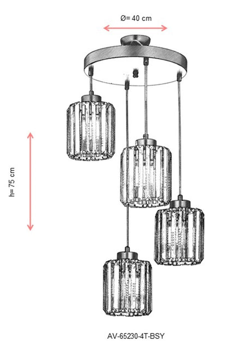 Lustra moderna Avonni Negru , 4XE27, AV-65230-4T-BSY - AsiHome