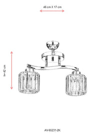 Lustra moderna Avonni Crom , 2XE27, AV-65231-2K - AsiHome