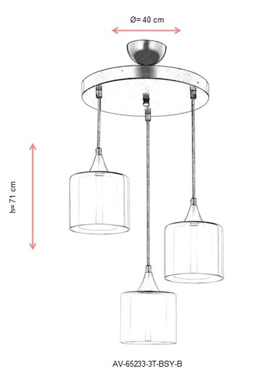 Lustra moderna Avonni Negru , 3XE27, AV-65233-3T-BSY-B - AsiHome