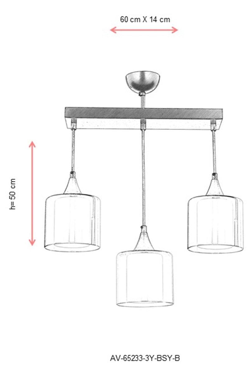 Lustra moderna Avonni Negru , 3XE27, AV-65233-3Y-BSY-B - AsiHome