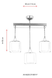 Lustra moderna Avonni Negru , 3XE27, AV-65233-3Y-BSY-F - AsiHome