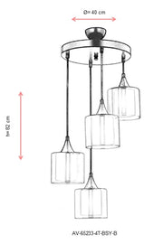 Lustra moderna Avonni Negru , 4XE27, AV-65233-4T-BSY-B - AsiHome