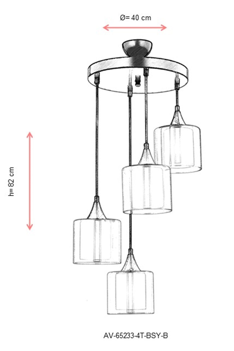 Lustra moderna Avonni Negru , 4XE27, AV-65233-4T-BSY-B - AsiHome
