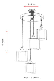 Lustra moderna Avonni Negru , 4XE27, AV-65233-4T-BSY-F - AsiHome