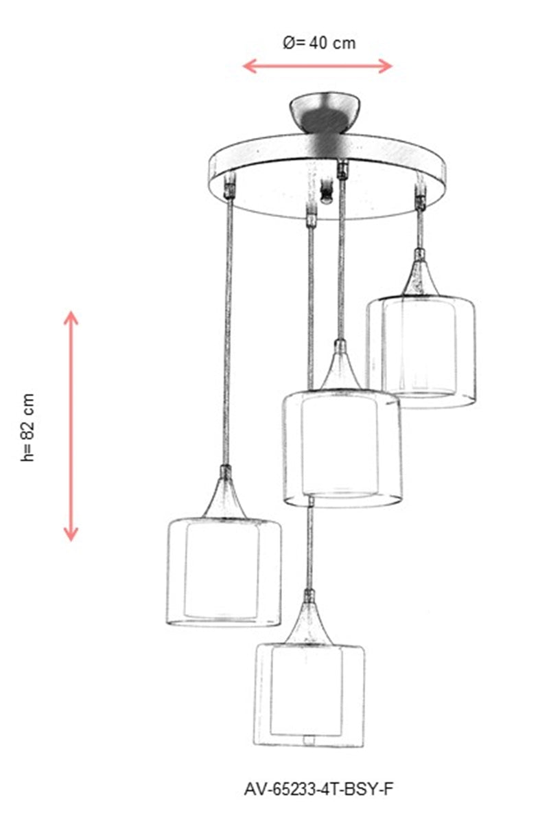 Lustra moderna Avonni Negru , 4XE27, AV-65233-4T-BSY-F - AsiHome