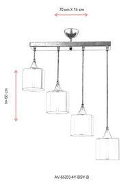 Lustra moderna Avonni Negru , 4XE27, AV-65233-4Y-BSY-B - AsiHome