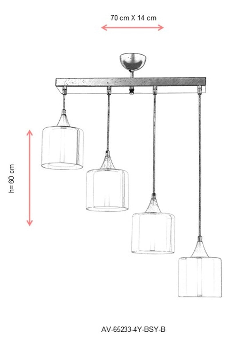 Lustra moderna Avonni Negru , 4XE27, AV-65233-4Y-BSY-B - AsiHome