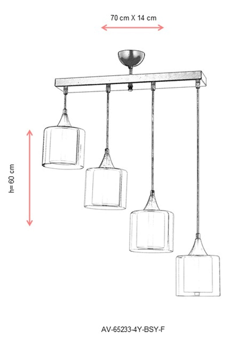 Lustra moderna Avonni Negru , 4XE27, AV-65233-4Y-BSY-F - AsiHome