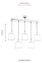 Lustra moderna Avonni Negru , 5XE27, AV-65233-5Y-BSY-B - AsiHome