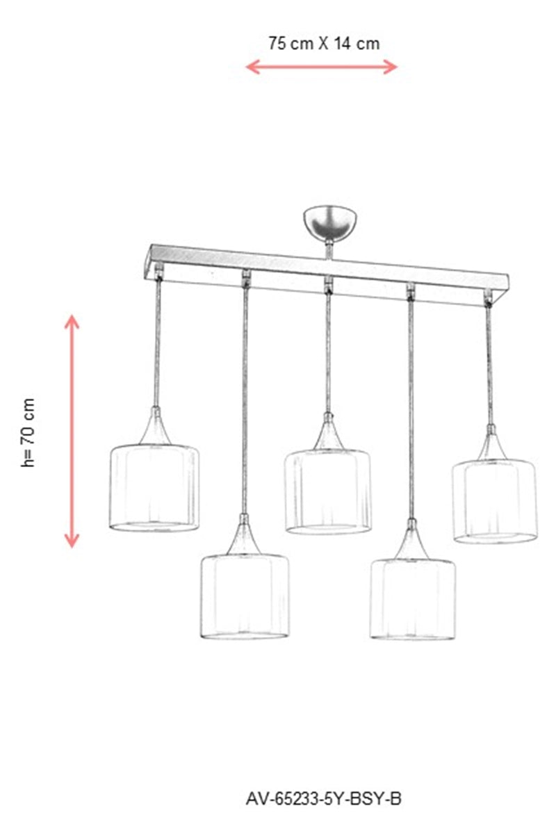 Lustra moderna Avonni Negru , 5XE27, AV-65233-5Y-BSY-B - AsiHome