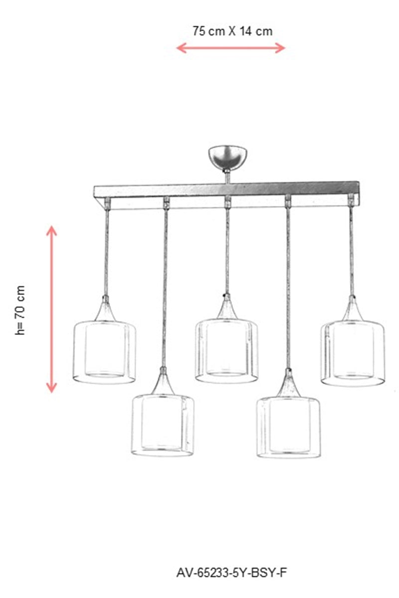 Lustra moderna Avonni Negru , 5XE27, AV-65233-5Y-BSY-F - AsiHome