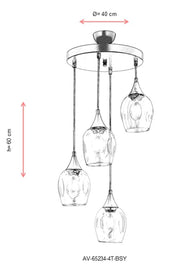 Lustra moderna Avonni Negru , 4XE27, AV-65234-4T-BSY - AsiHome