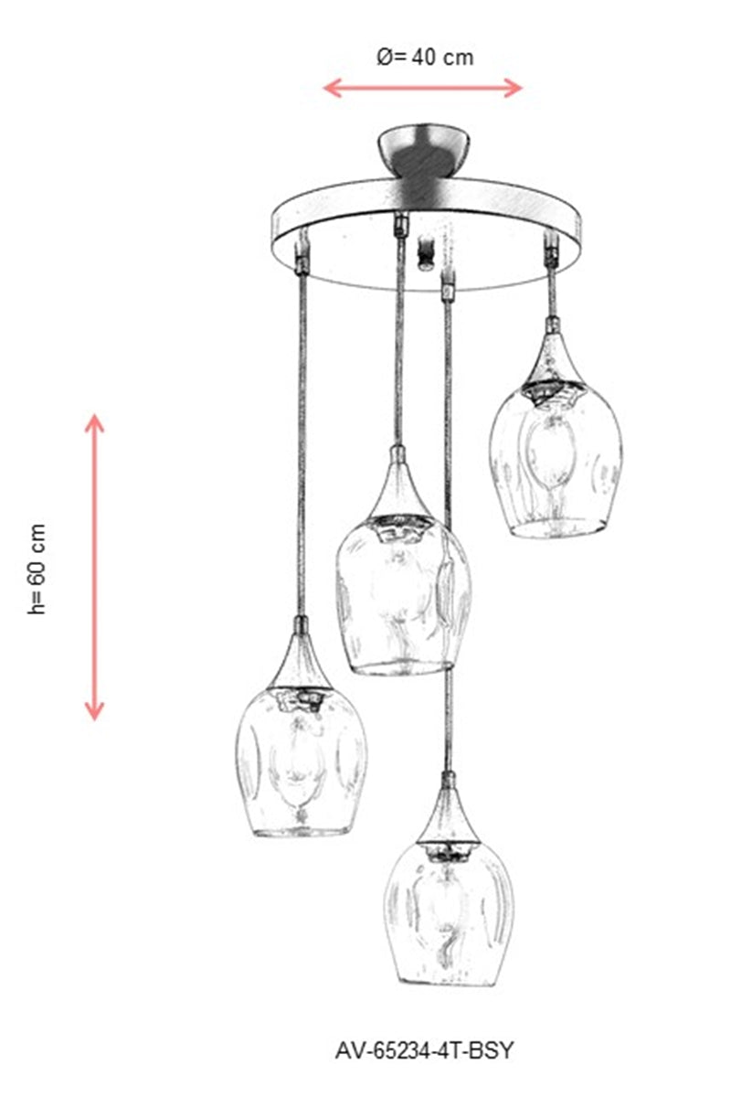Lustra moderna Avonni Negru , 4XE27, AV-65234-4T-BSY - AsiHome
