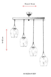 Lustra moderna Avonni Negru , 4XE27, AV-65234-4Y-BSY - AsiHome