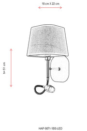 Aplica perete  Avonni Negru , 1XE14, HAP-9071-1BS-LED - AsiHome
