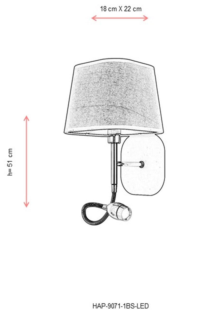 Aplica perete  Avonni Negru , 1XE14, HAP-9071-1BS-LED - AsiHome
