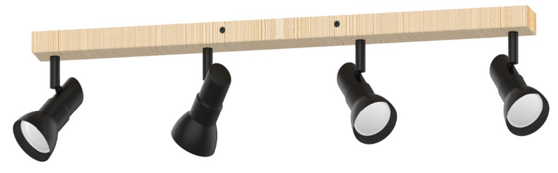 Plafoniera Zuma Line 4xGU10 Negru Mat / Lemn