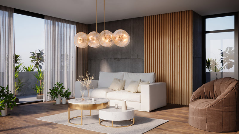 Lustra Living Maytoni Modern Aster Auriu, 8XE14, MOD007PL-08G1 - AsiHome