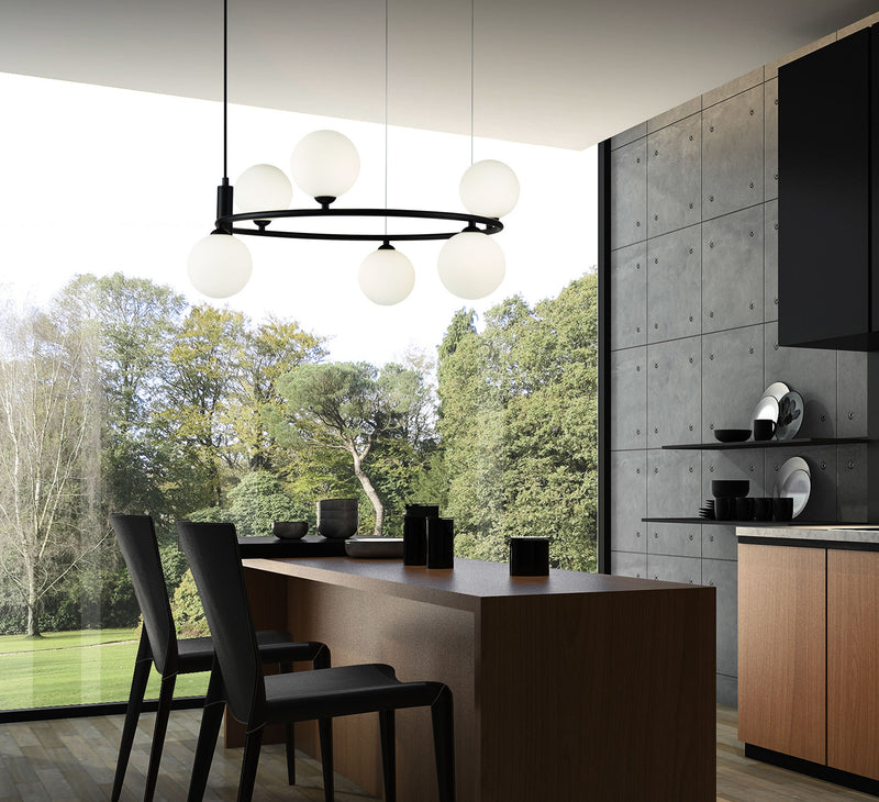 Lustra Living Maytoni Modern Ring Negru, 6XG9, MOD013PL-06B - AsiHome