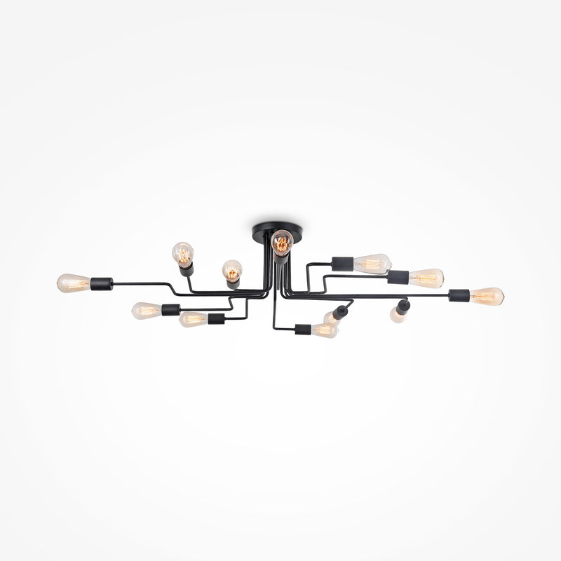 Lustra Loft  Maytoni Loft Gilbert Negru, 12XE27, T532CL-12B - AsiHome
